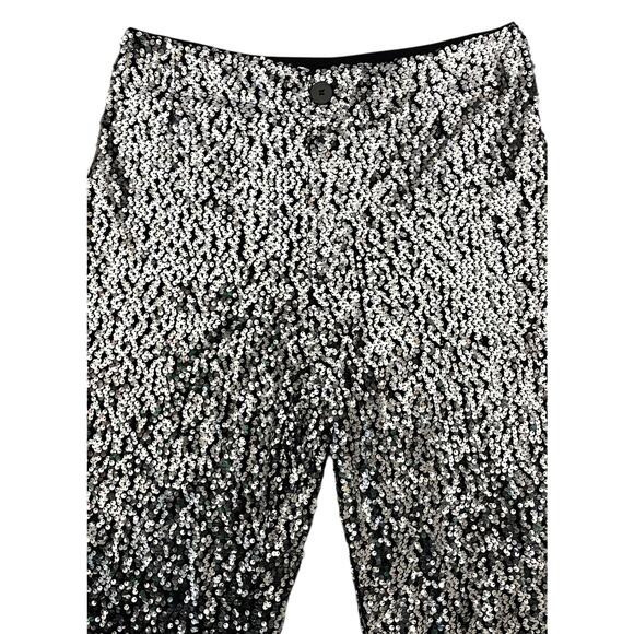 Maeve Anthropologie Colette Cropped Wide-Leg Sequin Pants Silver Size 32 Party - Picture 7 of 11